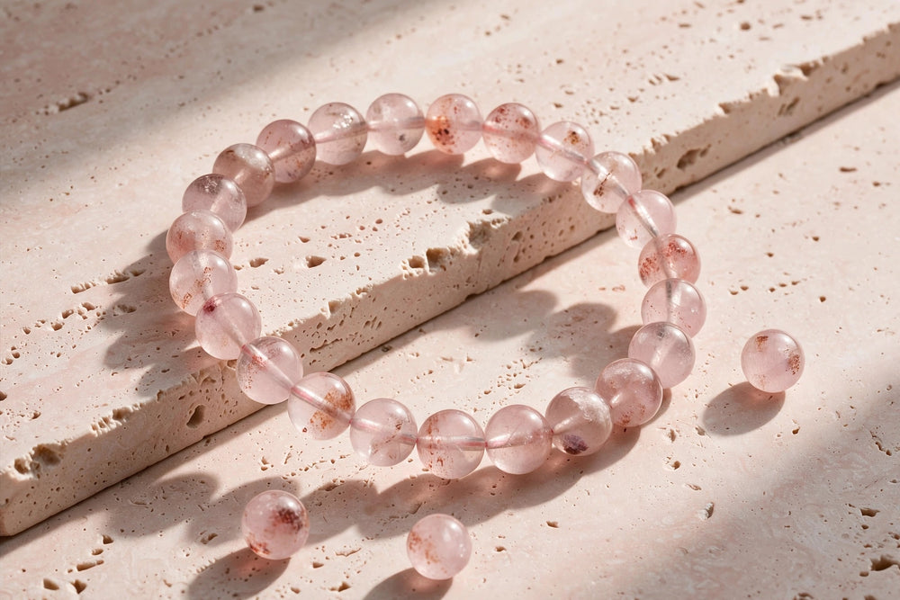 Natural Strawberry Quartz Crystal Bracelet