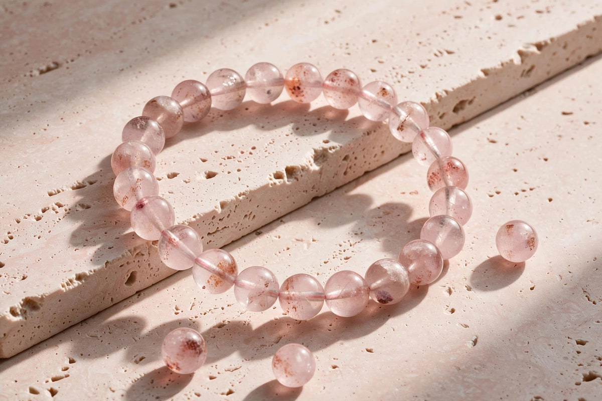 Natural Strawberry Quartz Crystal Bracelet