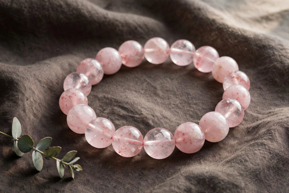 Natural Strawberry Quartz Crystal Bracelet