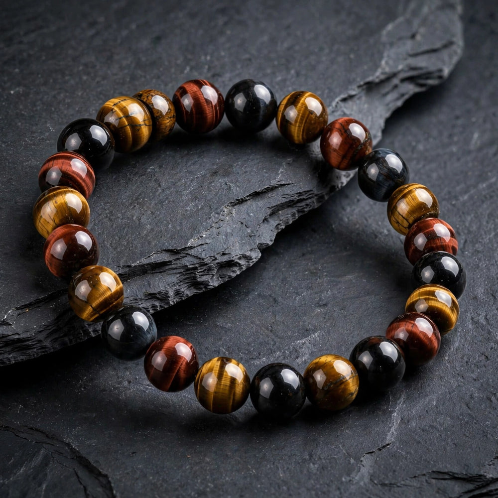 Kalavati Agate Authentic Black Obsidian Tiger Eye Bracelet