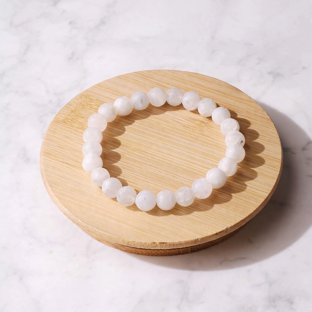 Kalavati Agate White Rainbow Moonstone Bracelet